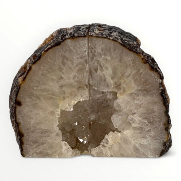 Crystal bookends, Agate Stone with Geode Center, Natural Bookshelf Decor (DB) - Picture 1 of 14